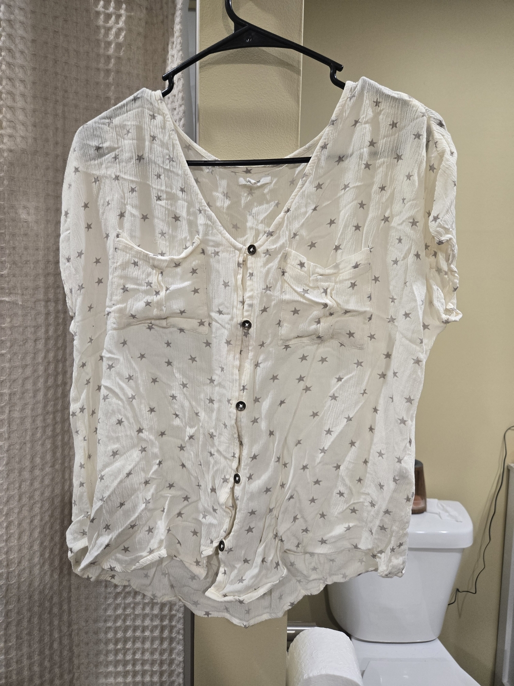 Maurices White Star-Print Button Front Blouse